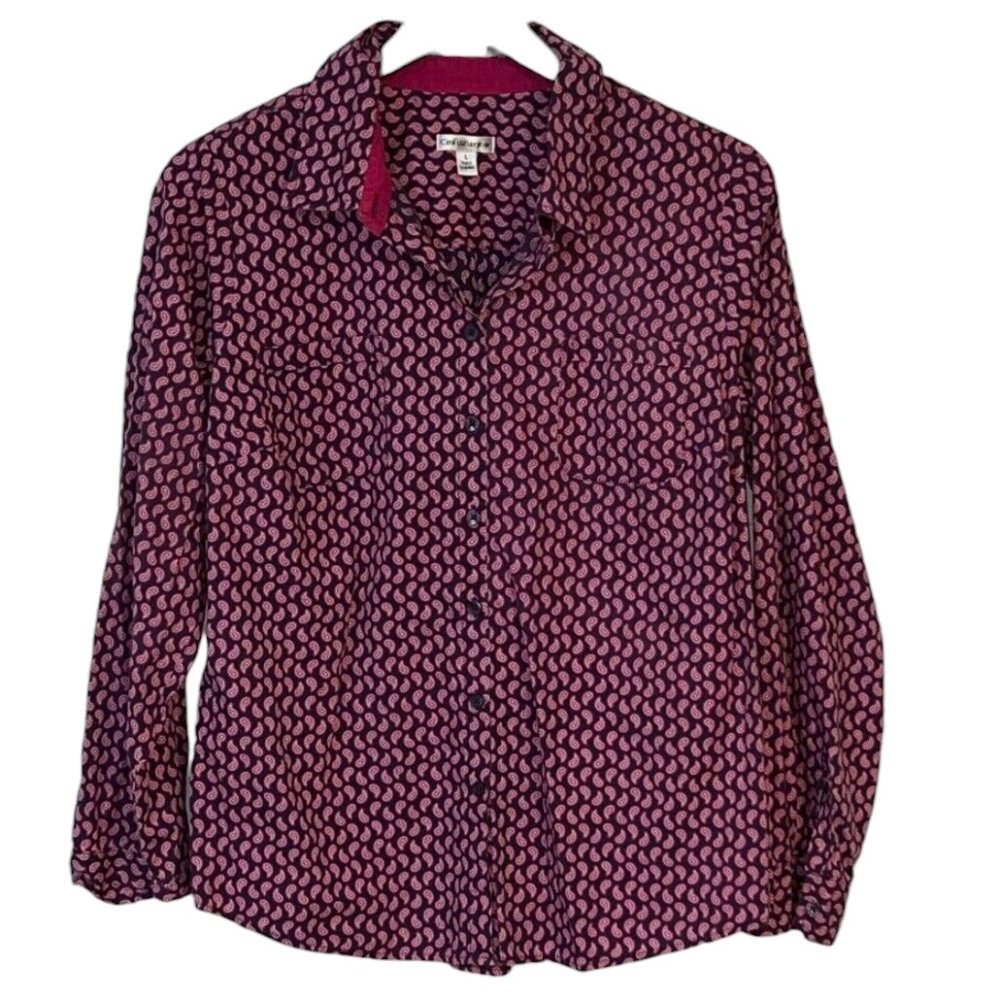 Croft&Barrow 100% Cotton Purple w. Pink Paisley Button Down Shirt wmns 1X